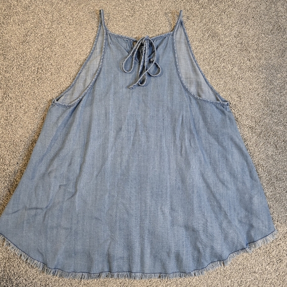 Mudpie Denim Tank Top Raw Hem Tie Back Size Small - Picture 8 of 8